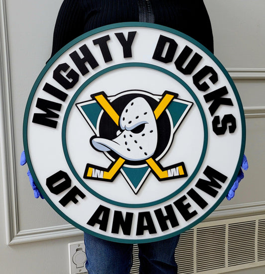 Anaheim Ducks 3D Wooden Hockey Logo Sign, NHL Sports Wall Decor