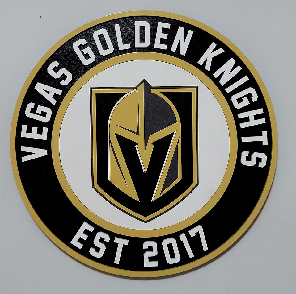 Cartel de madera 3D Las Vegas Golden Knights | Decoración para sala de juegos o cueva de hombre