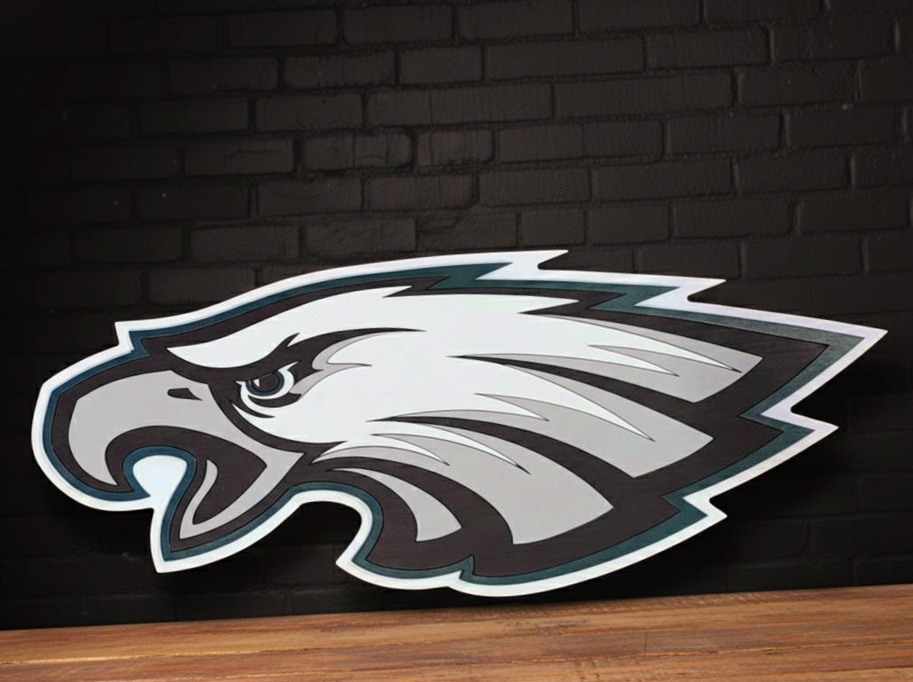 Philadelphia Eagles 3D Wood Sign – Multi-Layer Football Games Room Wall Decor