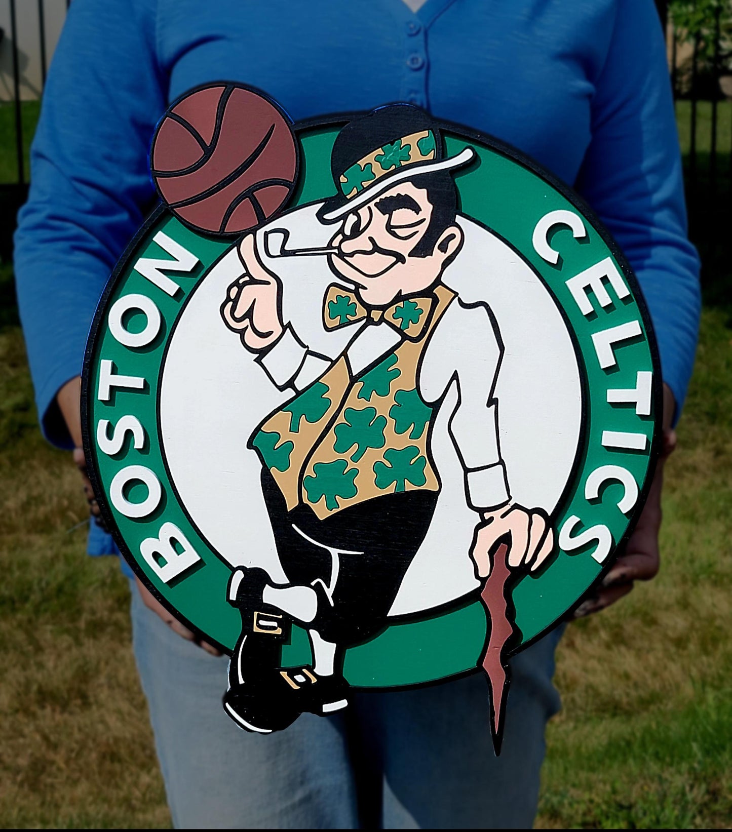 Boston Celtics 3D Wooden Logo Sign – Premium NBA Man Cave Wall Decor