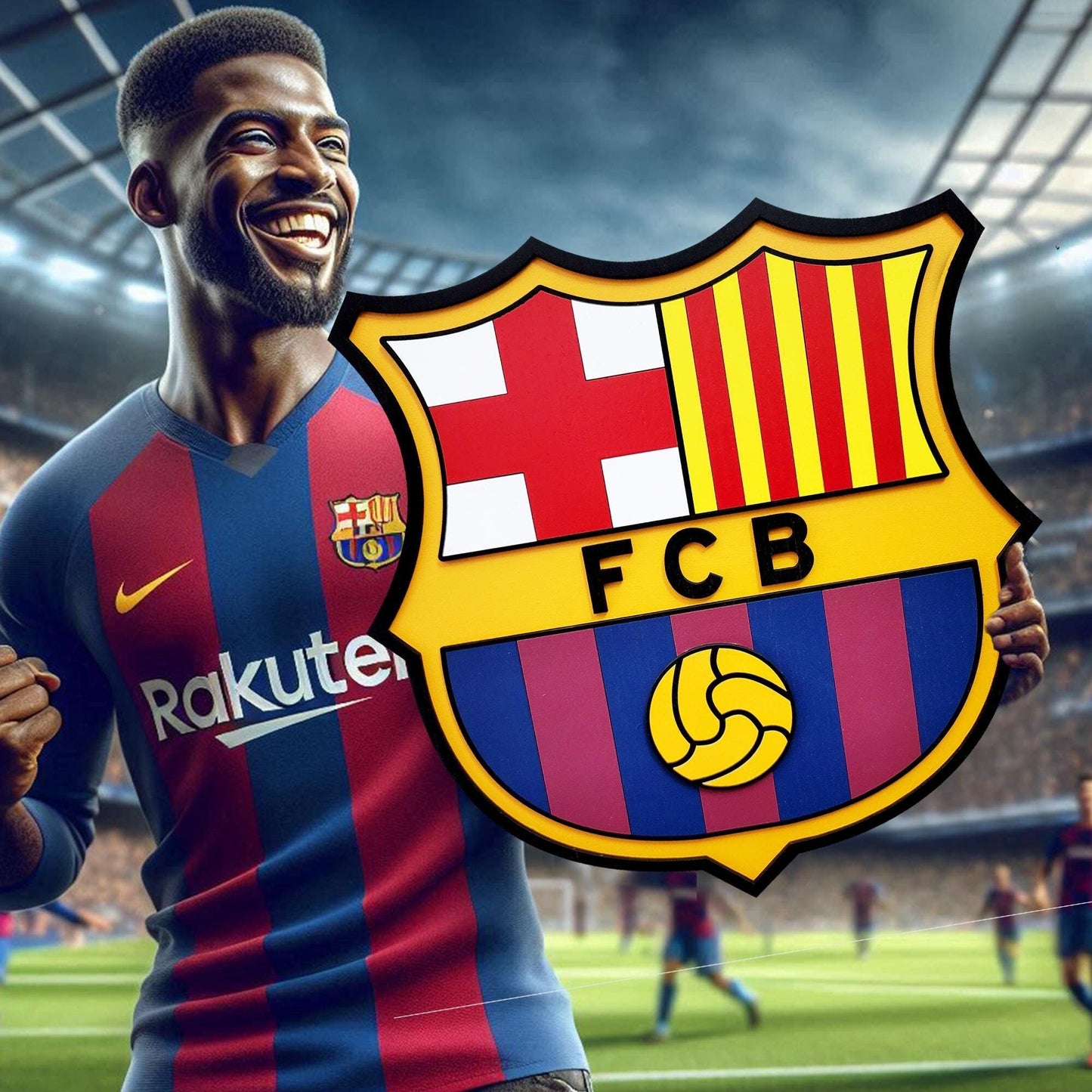 FC Barcelona 3D Multi-Layer Wooden Logo Sign | Soccer Wall Art