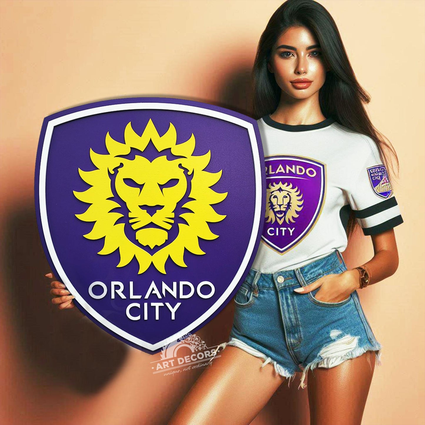 Orlando City SC 3D Multi-Layer Wooden Soccer Logo Sign | MLS Wall Decor | Man Cave, Game Room &amp; Soccer Fan Gift