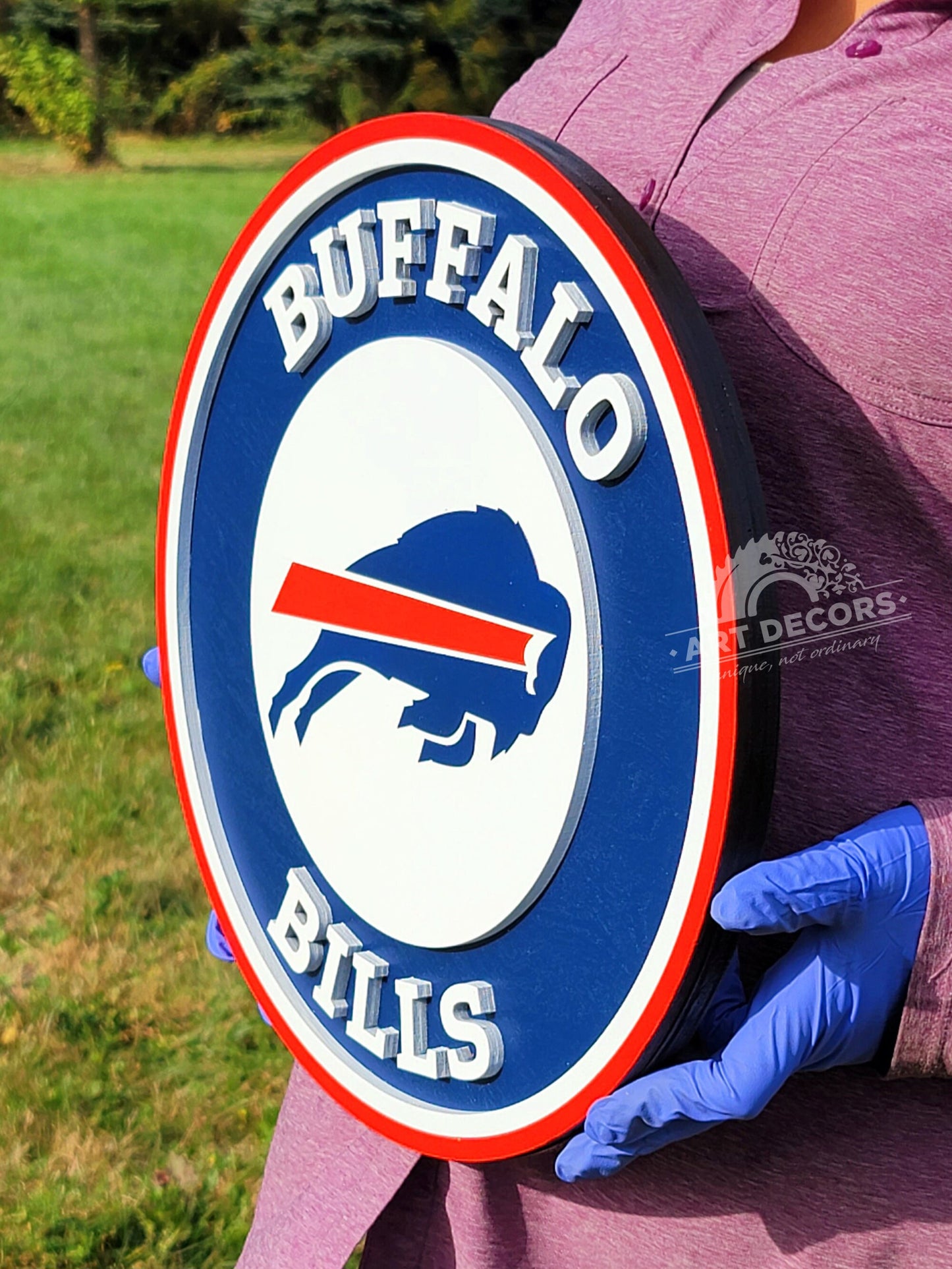 Buffalo Bills 3D Multi-Layer Wooden Football Logo Sign | Man Cave Wall Decor | NFL Fan Gift