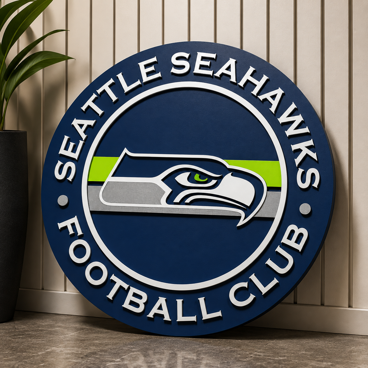 Seattle Seahawks 3D Wood Sign | Football Club Medallion, Man Cave Decor