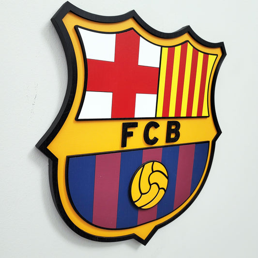 FC Barcelona 3D Multi-Layer Wooden Logo Sign | Soccer Wall Art