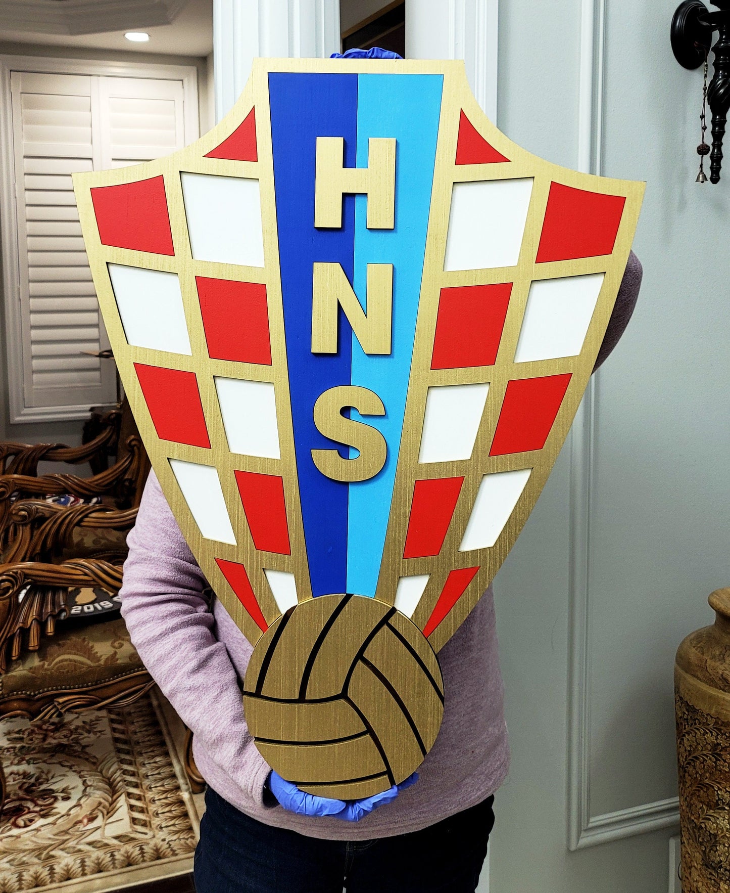 Croatia Football Team 3D Multi-Layer Wooden Sign | 🇭🇷 Croatia Soccer Logo Medallion | 🏟️ Man Cave, Game Room &amp; Fan Gift