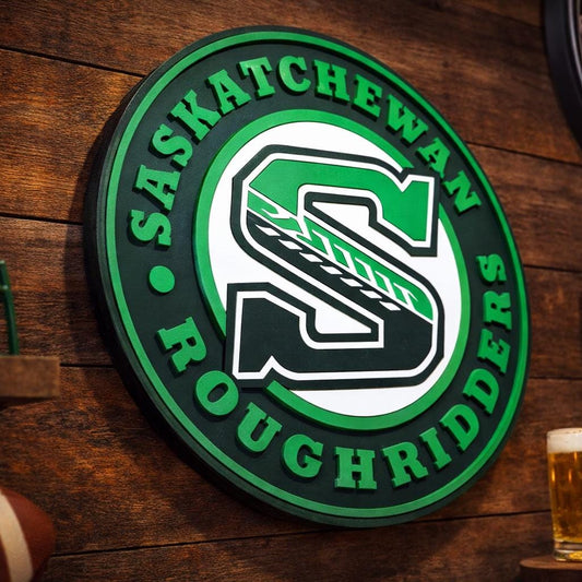 Saskatchewan Roughriders 3D Wooden Sign – Prairie Football Pride in Real Wood