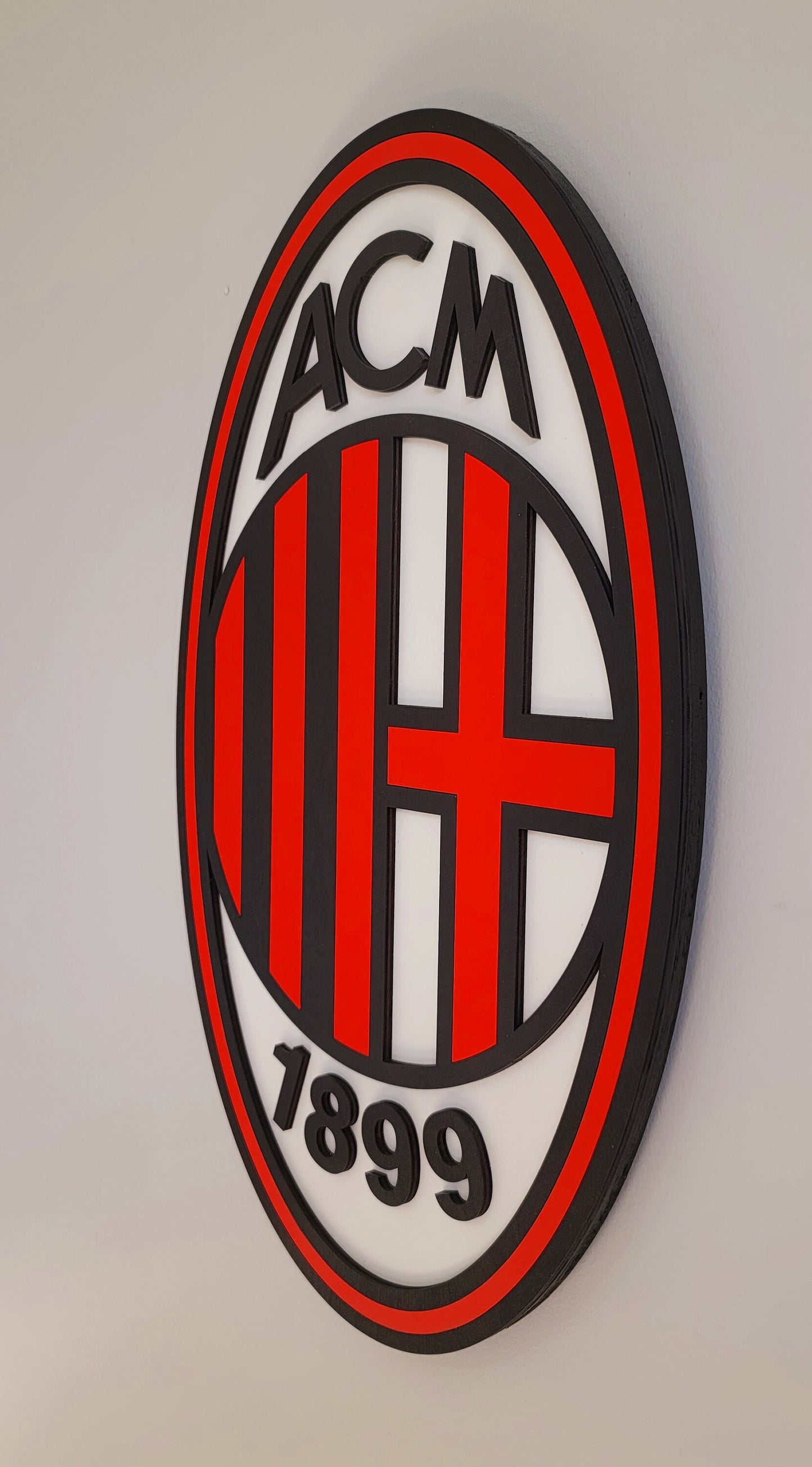 AC Milan 3D Multi-Layer Wooden Football Club Sign | Soccer Wall Art | Game Room, Man Cave &amp; Fan Gift