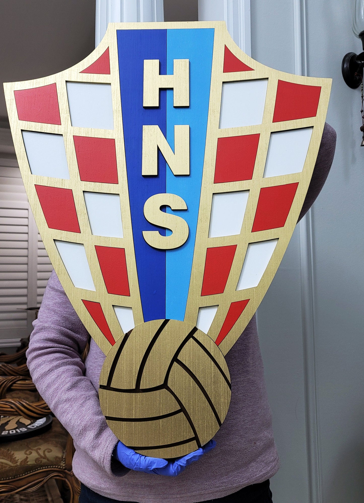 Croatia Football Team 3D Multi-Layer Wooden Sign | 🇭🇷 Croatia Soccer Logo Medallion | 🏟️ Man Cave, Game Room &amp; Fan Gift
