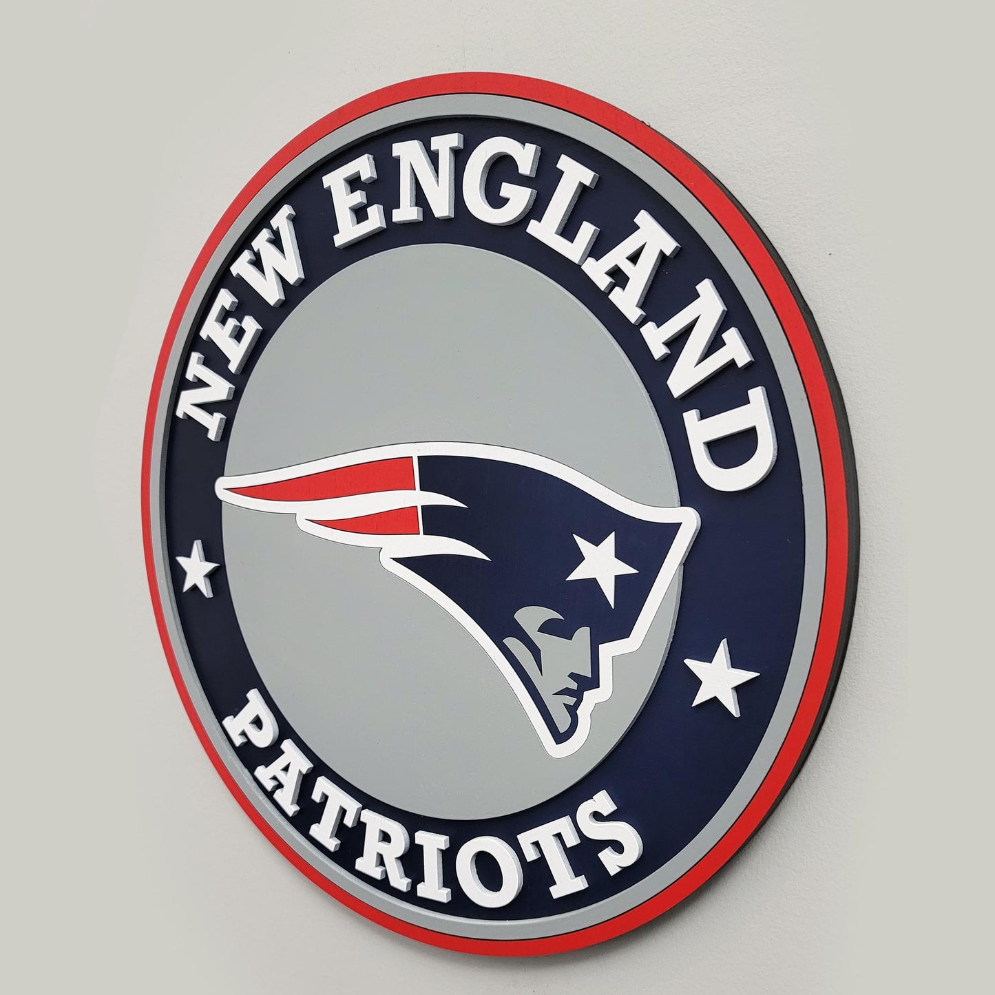 New England Patriots 3D Multi-Layer Wooden Logo Sign | NFL Wall Decor | Man Cave, Sports Bar &amp; Game Room Fan Gift