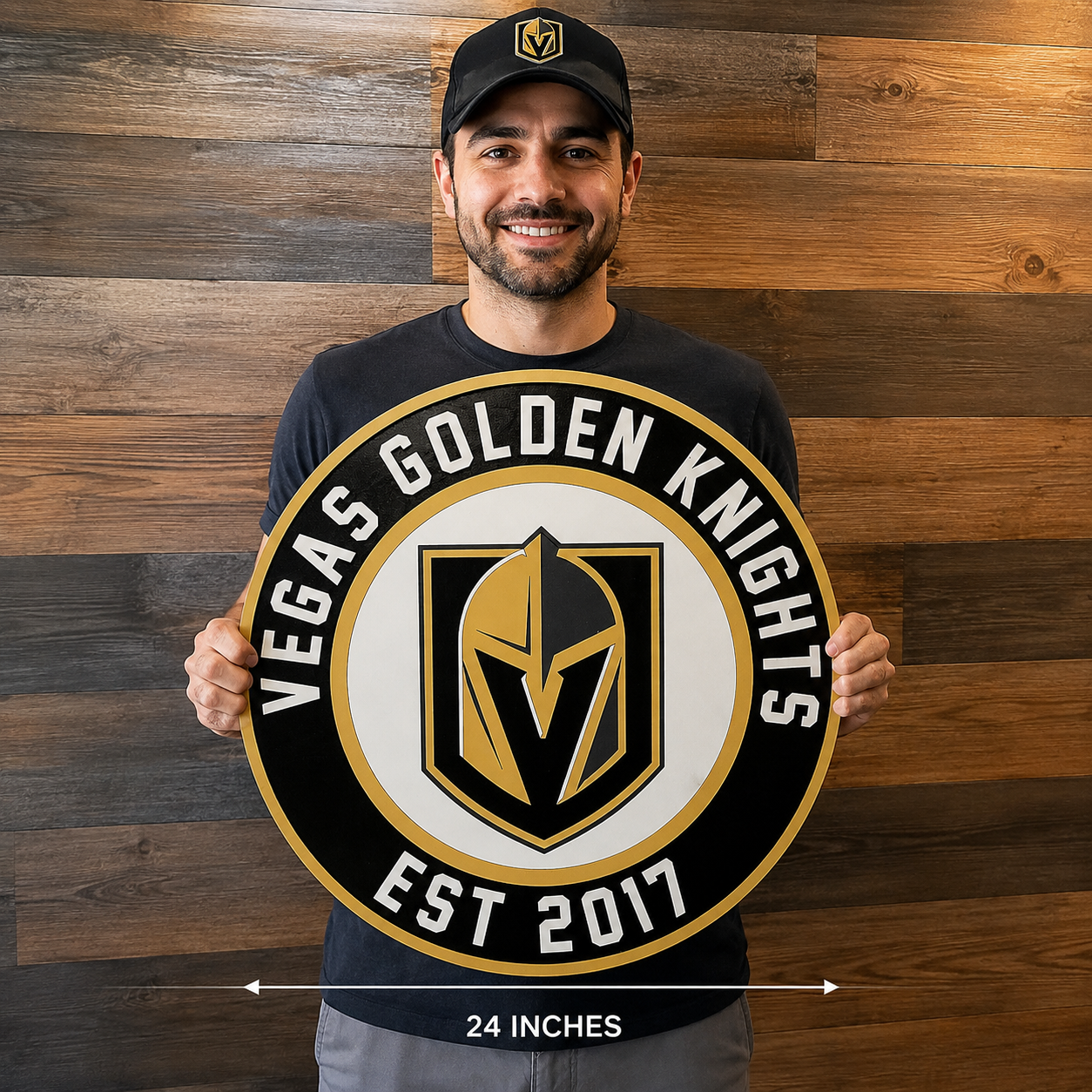 Cartel de madera 3D Las Vegas Golden Knights | Decoración para sala de juegos o cueva de hombre