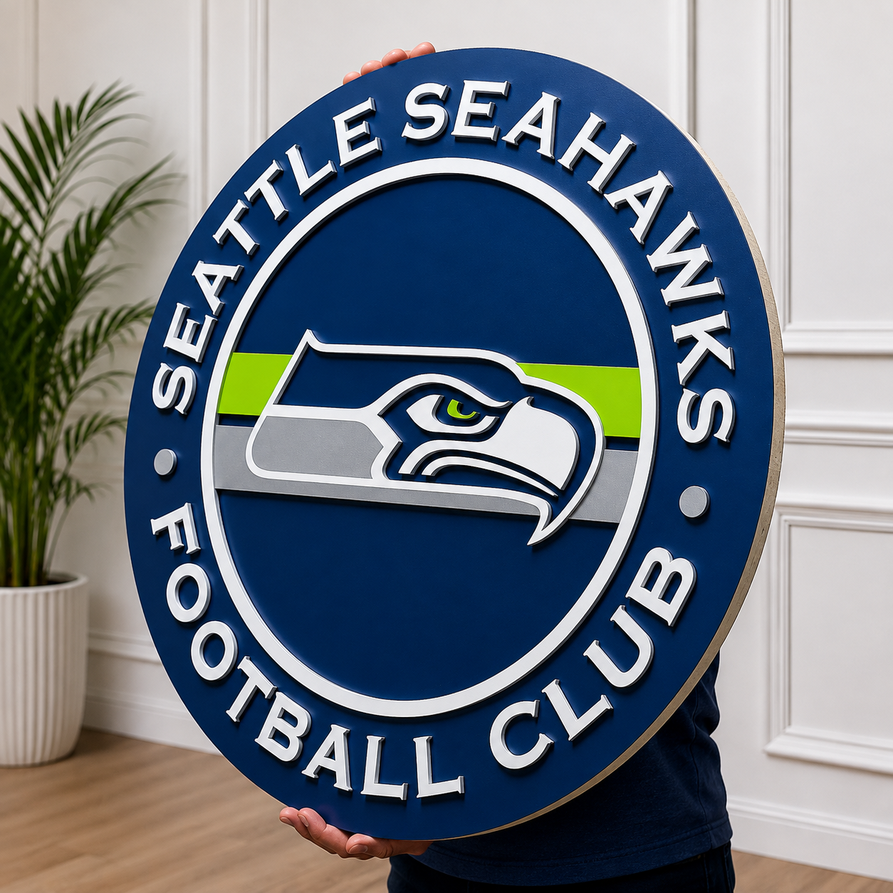 Seattle Seahawks 3D Wood Sign | Football Club Medallion, Man Cave Decor