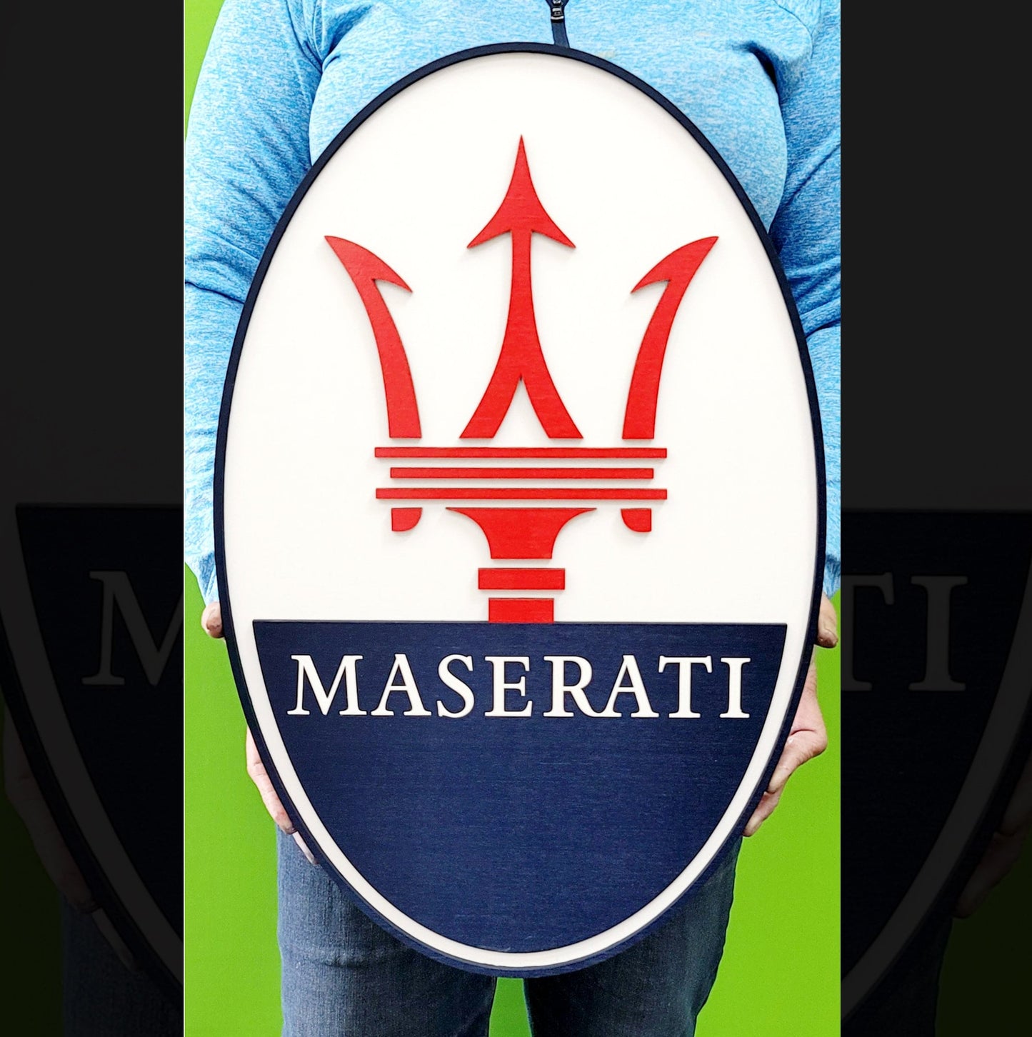 Maserati 3D Luxury Logo Sign | Man Cave, Games Room, Garage Decor