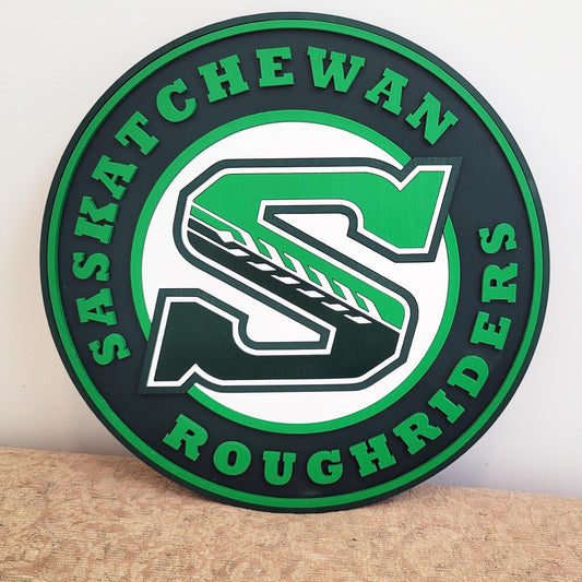 Saskatchewan Roughriders 3D Wooden Sign – Prairie Football Pride in Real Wood