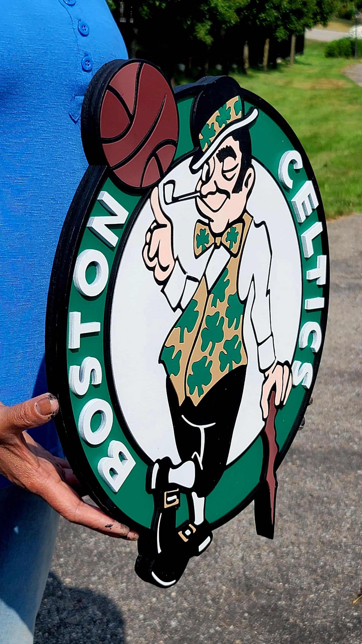 Boston Celtics 3D Wooden Logo Sign – Premium NBA Man Cave Wall Decor