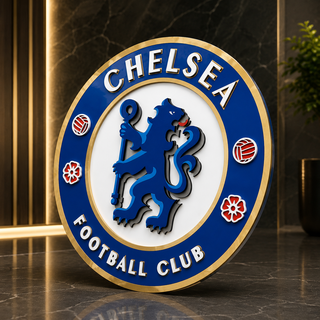 Chelsea FC 3D Wood Sign | Football Man Cave Decor, Games Room Wall Art & Fan Gift