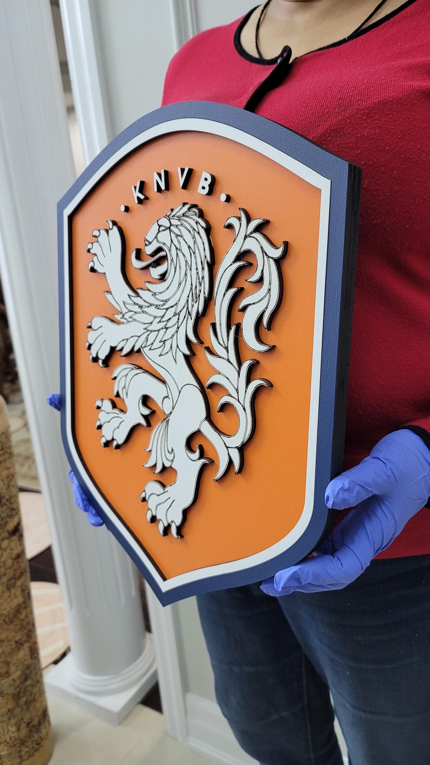 Cartel de madera 3D KNVB Fútbol Holandés | Decoración para Sala de Juegos o Cueva del Hombre