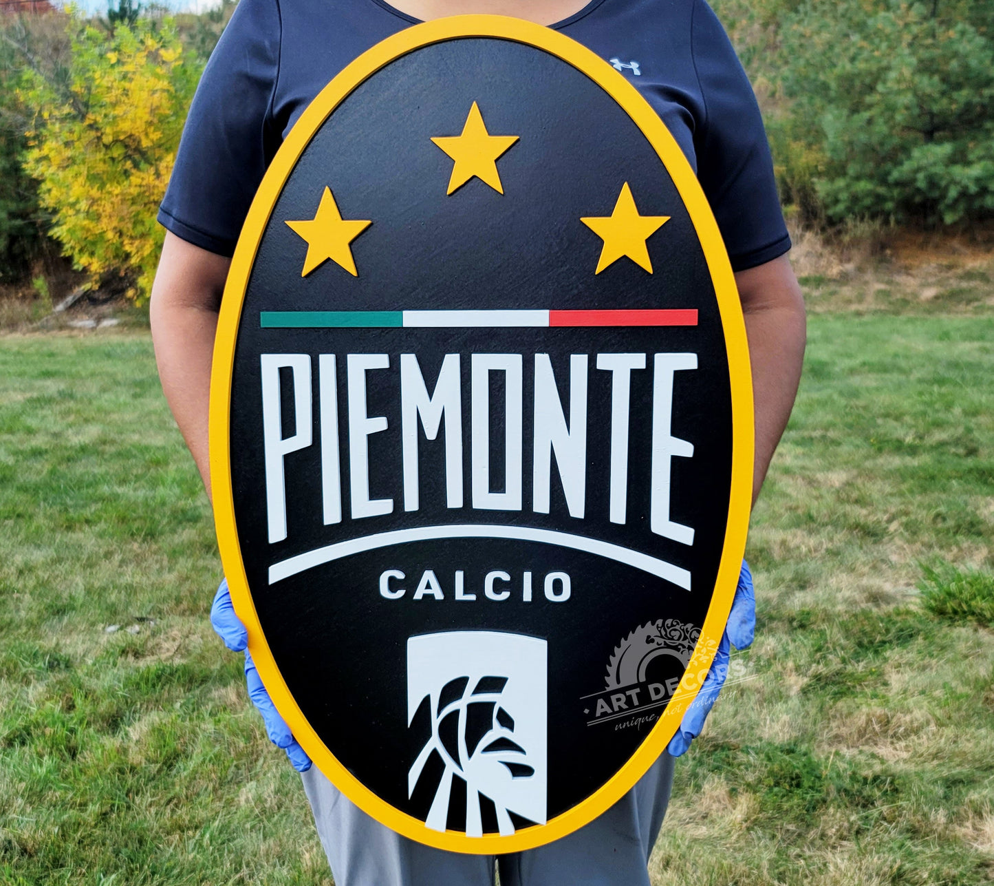 Piemonte Calcio 3D Multi-Layer Wooden Sports Medallion Sign | Soccer Wall Decor | 🏟️ Man Cave, Game Room &amp; Football Fan Gift