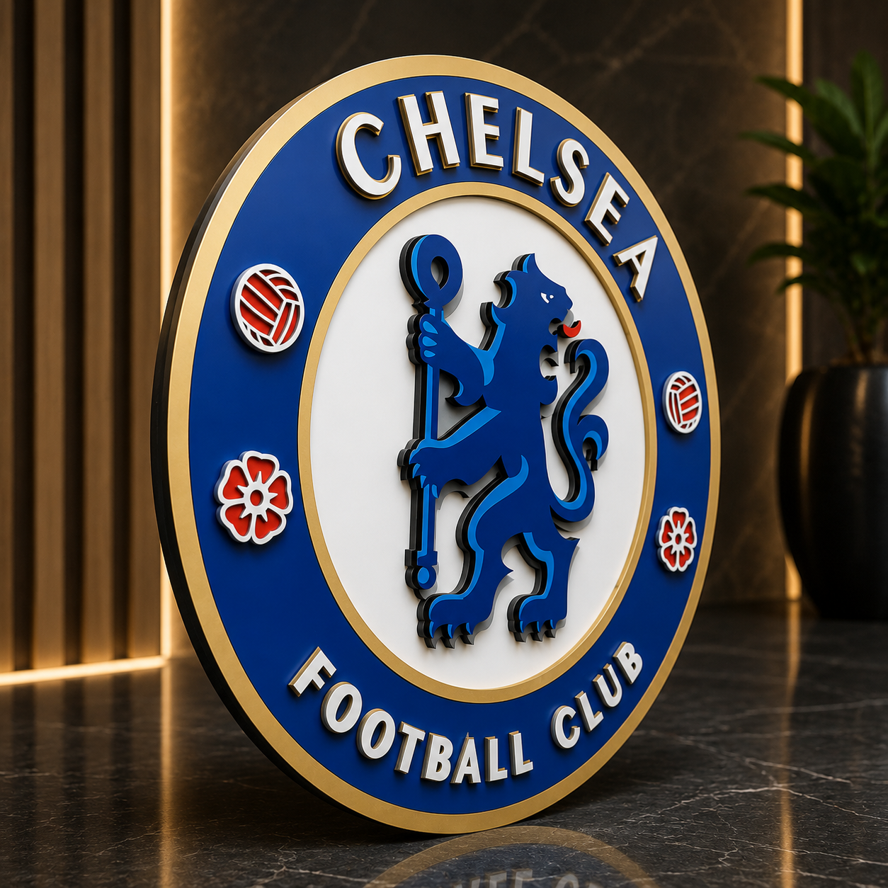 Chelsea FC 3D Wood Sign | Football Man Cave Decor, Games Room Wall Art & Fan Gift