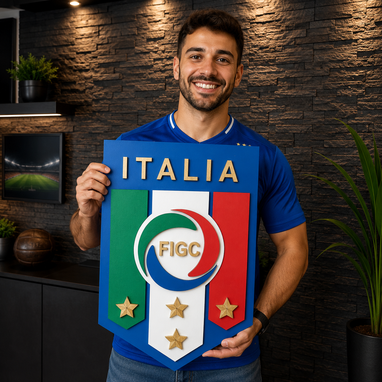 Italia 3D Wooden Soccer Sign – Celebrate the Azzurri at Home
