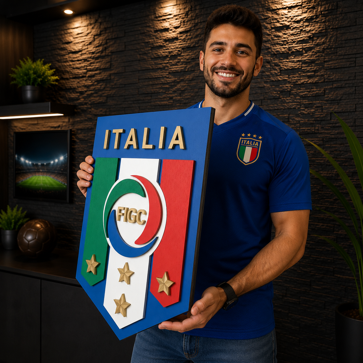 Italia 3D Wooden Soccer Sign – Celebrate the Azzurri at Home