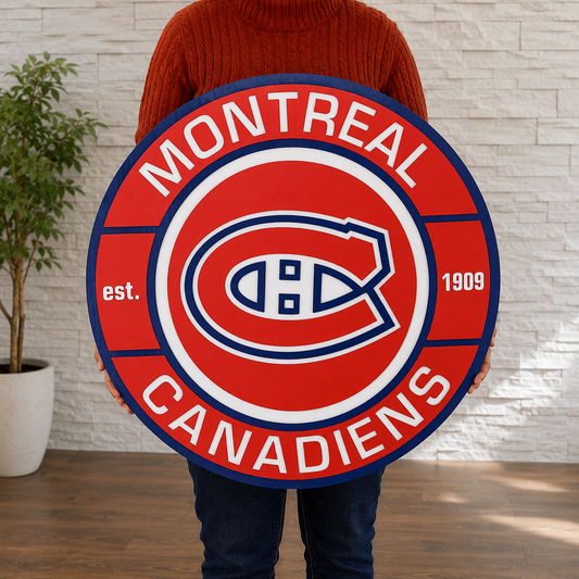 Letrero con logo 3D de madera de los Montreal Canadiens: Regalo para fans del hockey