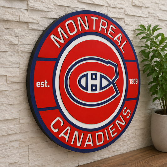 Letrero con logo 3D de madera de los Montreal Canadiens: Regalo para fans del hockey