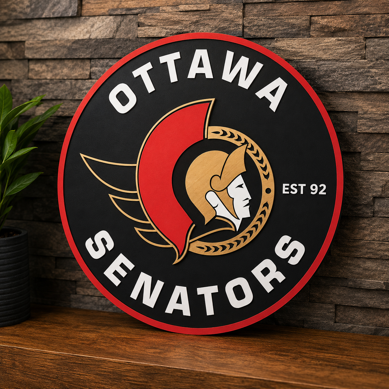 Ottawa Senators 3D Wood Sign – Canadian Hockey Decor Made in Ontario