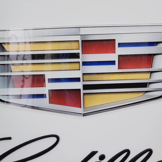 Cadillac 3D Wooden Logo Sign | Round Car Medallion Wall Art | Luxury Garage, Man Cave &amp; Automotive Decor
