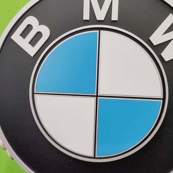 BMW 3D Wooden Logo Sign | Round BMW Club Medallion Wall Art | Man Cave, Garage &amp; Automotive Decor