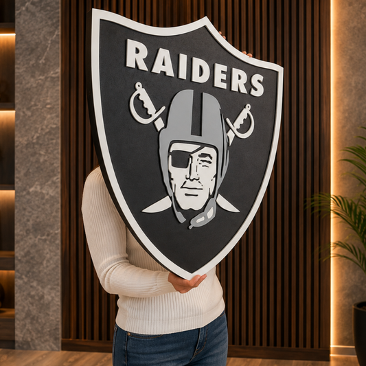 Raiders Football 3D Wooden Sign – Built for Raider Nation