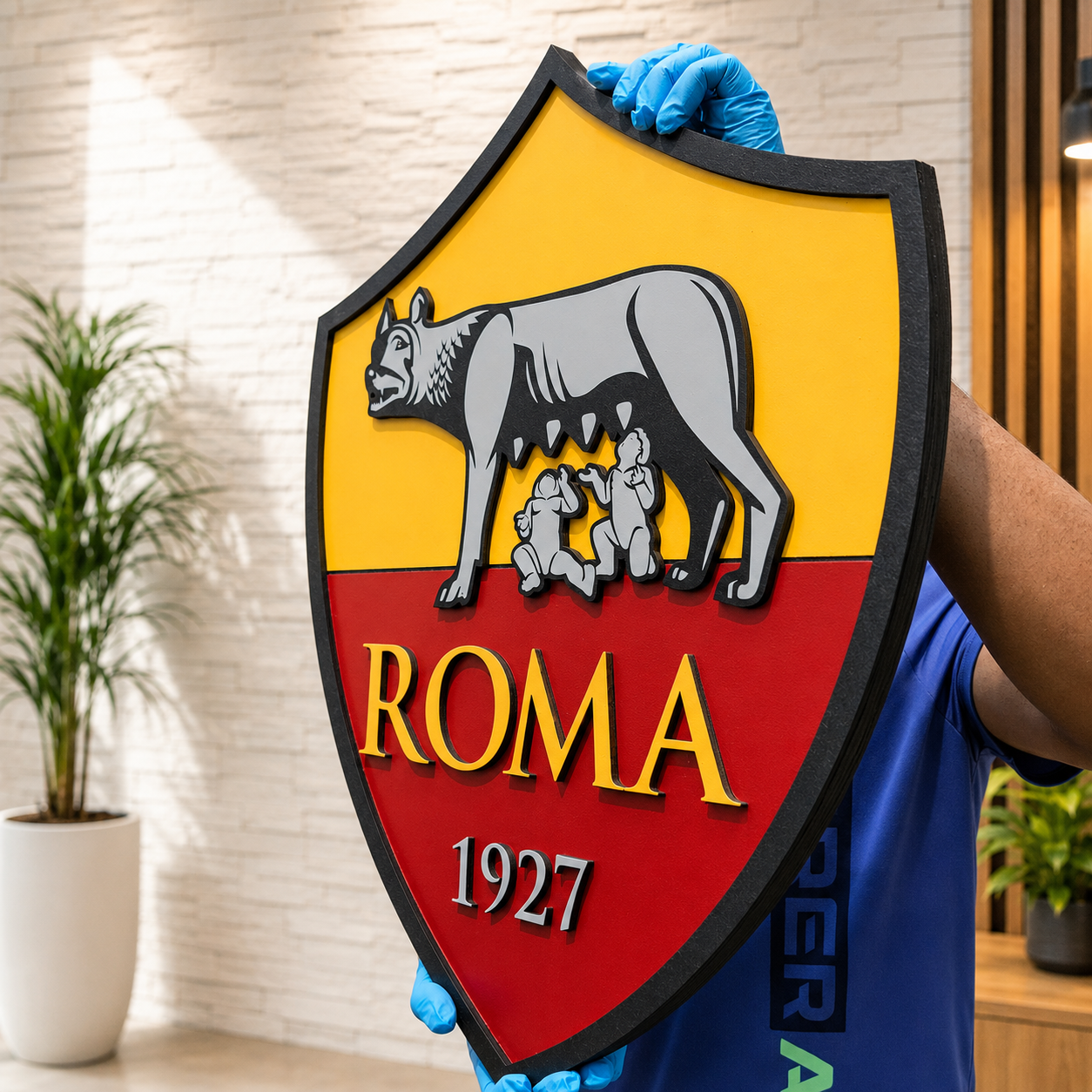 AS Roma 3D Wooden Sign – Italian Football Decor with a Handcrafted Finish