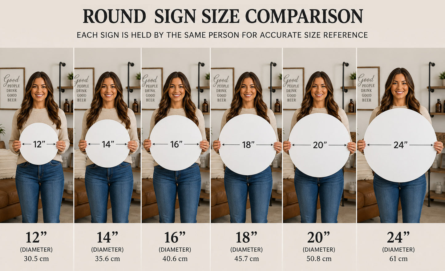 sports signs round size chart