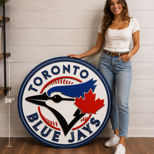Letrero de madera 3D de los Toronto Blue Jays | Decoración para Cueva de Hombre/Sala de Juegos