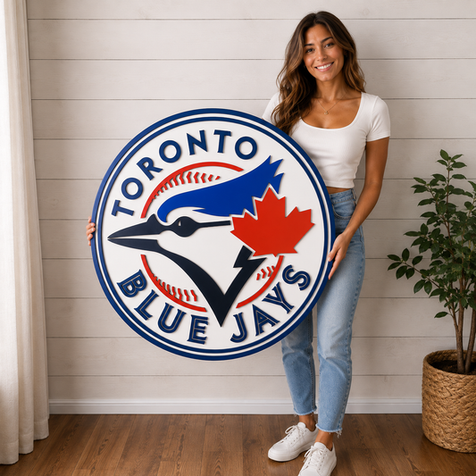 Letrero de madera 3D de los Toronto Blue Jays | Decoración para Cueva de Hombre/Sala de Juegos