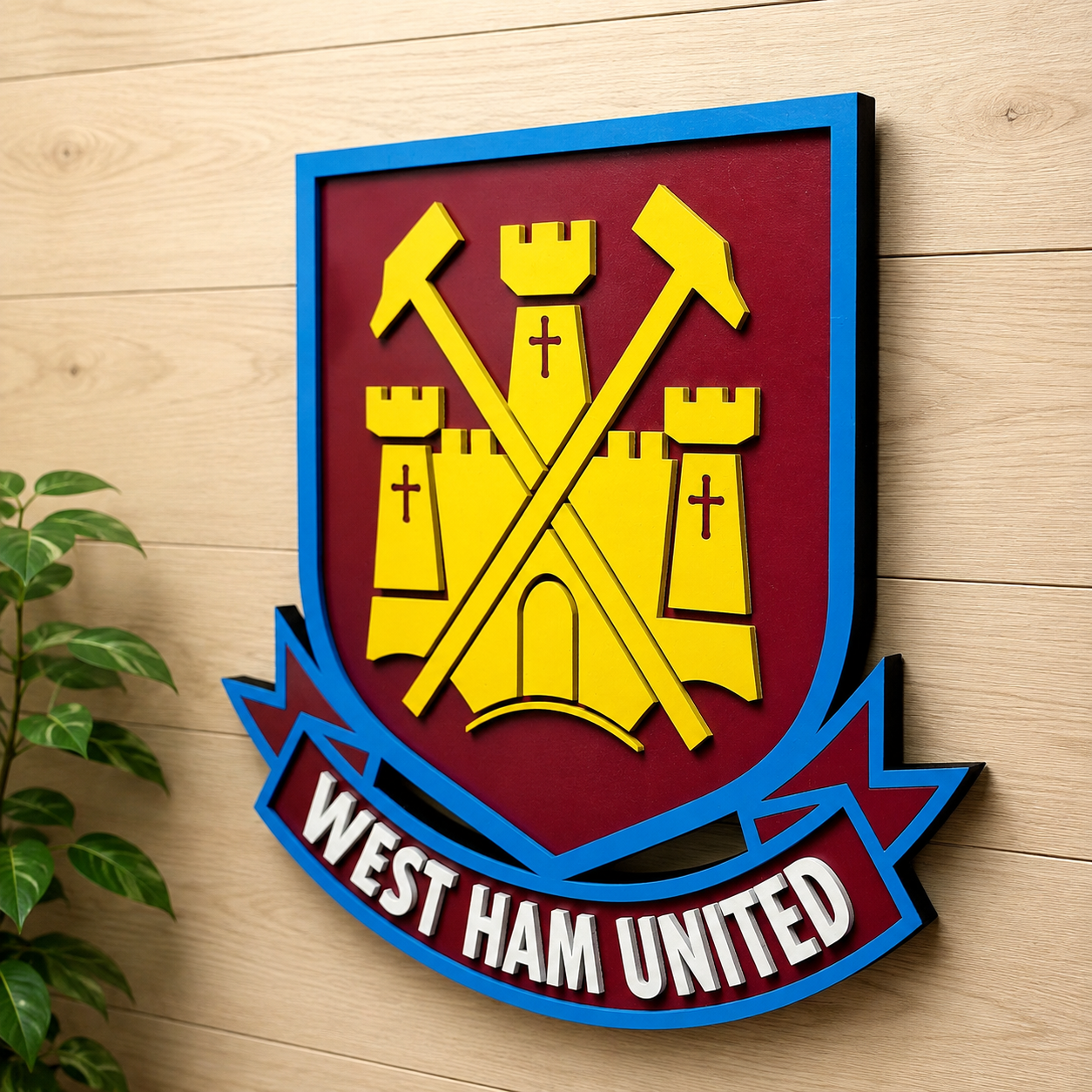 Letrero de madera del West Ham United F.C. | Decoración para sala de juegos o cueva de hombre